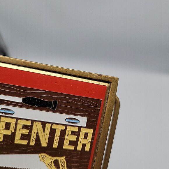 Vintage Carpenter Belt Buckle Solid Brass by Nap Inc. 1983 Tradesman/Builder - Picture 3 of 7